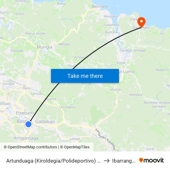 Artunduaga (Kiroldegia/Polideportivo) (278) to Ibarrangelu map