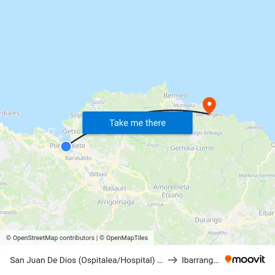 San Juan De Dios (Ospitalea/Hospital) (333) to Ibarrangelu map