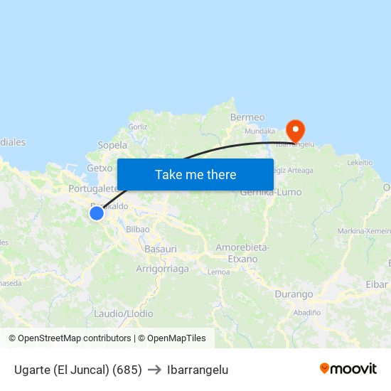 Ugarte (El Juncal) (685) to Ibarrangelu map