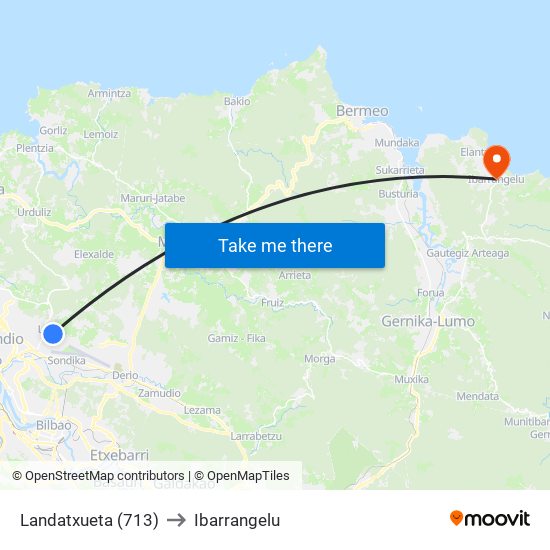 Landatxueta (713) to Ibarrangelu map