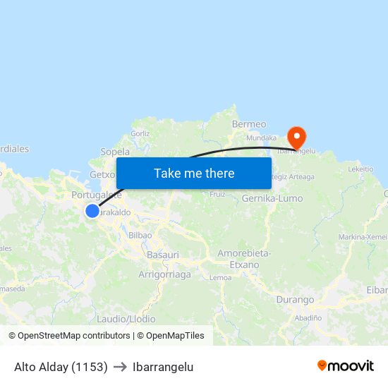 Alto Alday (1153) to Ibarrangelu map