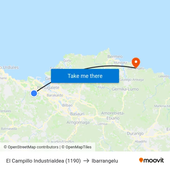 El Campillo Industrialdea (1190) to Ibarrangelu map