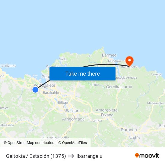 Geltokia / Estación (1375) to Ibarrangelu map