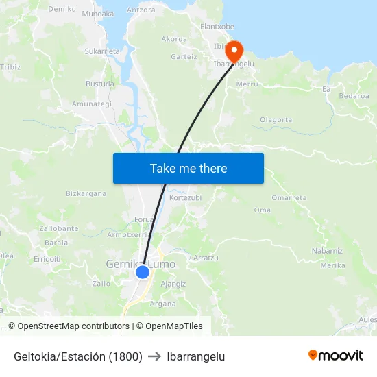 Geltokia/Estación (1800) to Ibarrangelu map