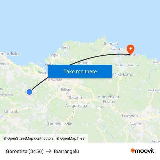 Gorostiza (3456) to Ibarrangelu map