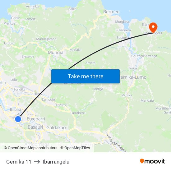Gernika 11 to Ibarrangelu map