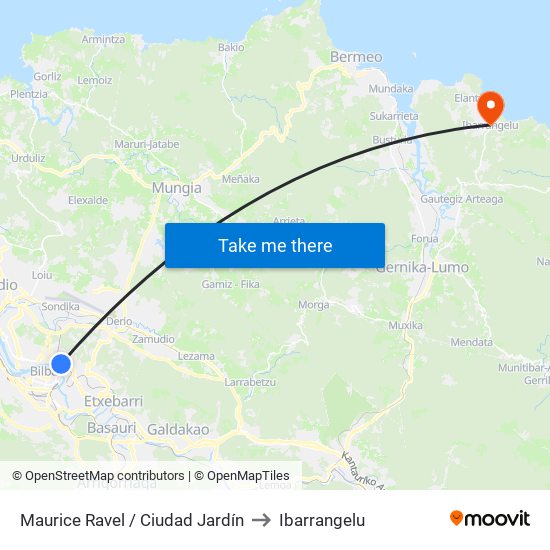 Maurice Ravel / Ciudad Jardín to Ibarrangelu map