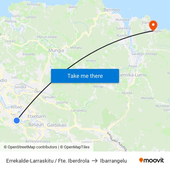 Errekalde-Larraskitu / Fte. Iberdrola to Ibarrangelu map