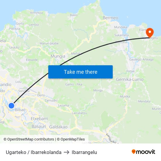 Ugarteko / Ibarrekolanda to Ibarrangelu map
