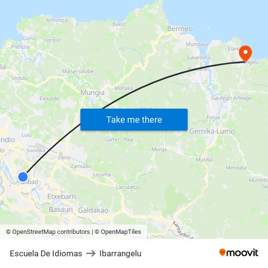 Escuela De Idiomas to Ibarrangelu map