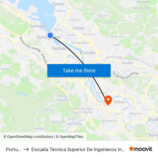 Portugalete to Escuela Técnica Superior De Ingenieros Industriales De Bilbao - Edificio C map