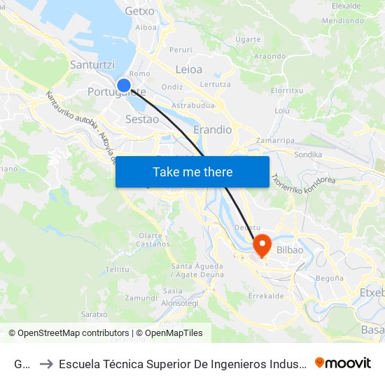 Getxo to Escuela Técnica Superior De Ingenieros Industriales De Bilbao - Edificio C map