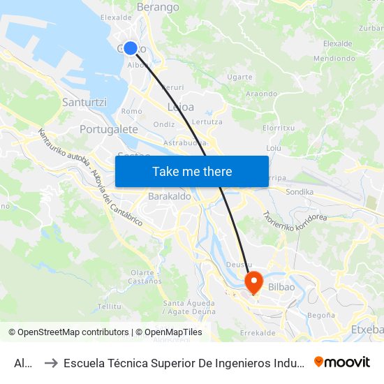 Algorta to Escuela Técnica Superior De Ingenieros Industriales De Bilbao - Edificio C map