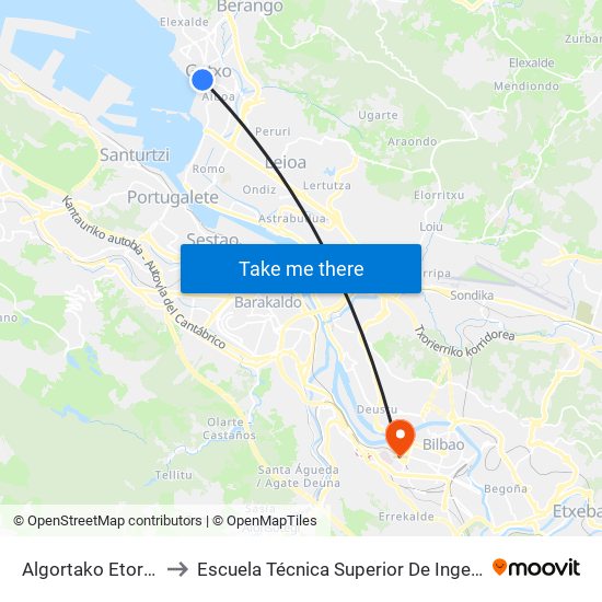 Algortako Etorb. 47 (Kasinoa) (36) to Escuela Técnica Superior De Ingenieros Industriales De Bilbao - Edificio C map