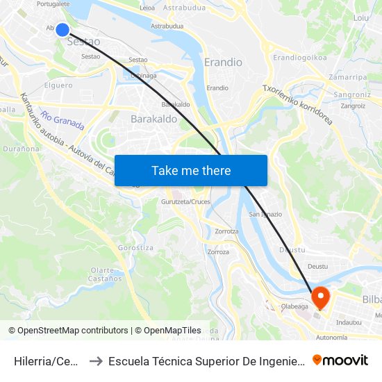 Hilerria/Cementerio (379) to Escuela Técnica Superior De Ingenieros Industriales De Bilbao - Edificio C map