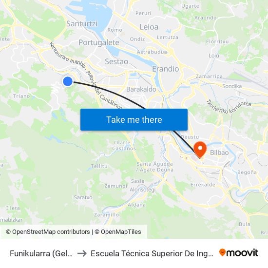 Funikularra (Geltokia/Estación) (676) to Escuela Técnica Superior De Ingenieros Industriales De Bilbao - Edificio C map