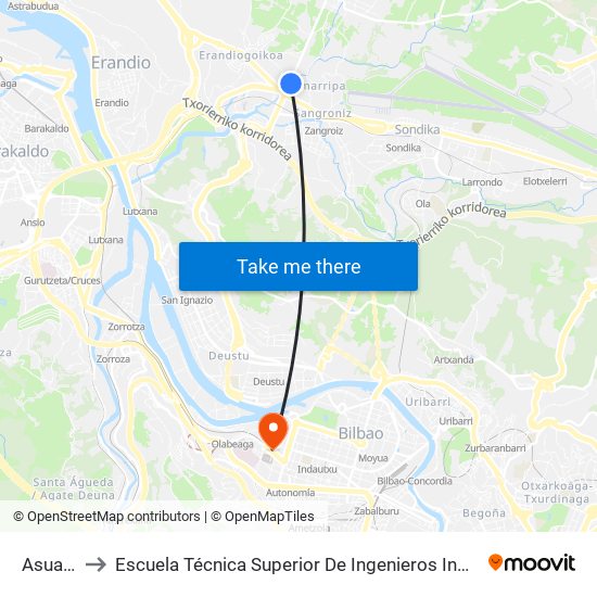 Asua (686) to Escuela Técnica Superior De Ingenieros Industriales De Bilbao - Edificio C map