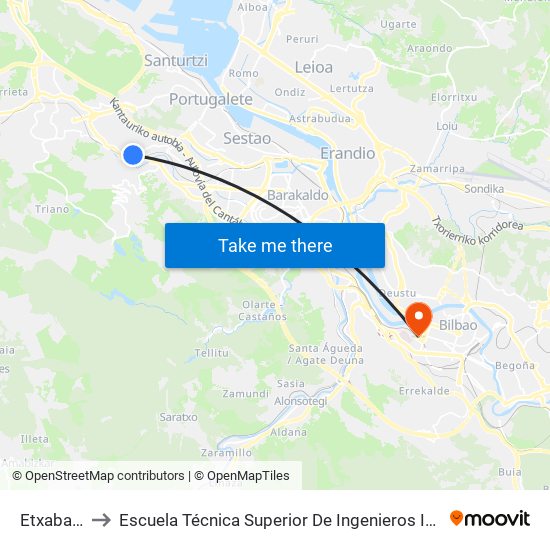 Etxaba (1119) to Escuela Técnica Superior De Ingenieros Industriales De Bilbao - Edificio C map