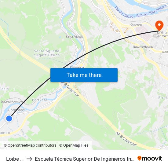 Loibe (1519) to Escuela Técnica Superior De Ingenieros Industriales De Bilbao - Edificio C map