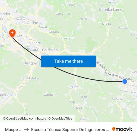 Maspe 4 (2622) to Escuela Técnica Superior De Ingenieros Industriales De Bilbao - Edificio C map