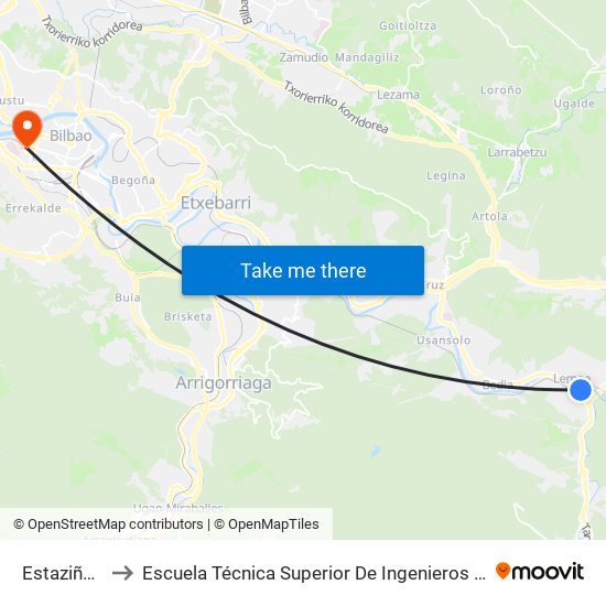 Estaziñoa (2637) to Escuela Técnica Superior De Ingenieros Industriales De Bilbao - Edificio C map