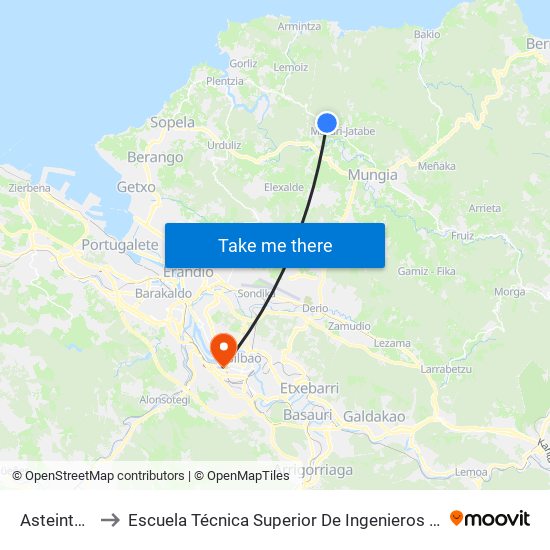 Asteintza (3123) to Escuela Técnica Superior De Ingenieros Industriales De Bilbao - Edificio C map