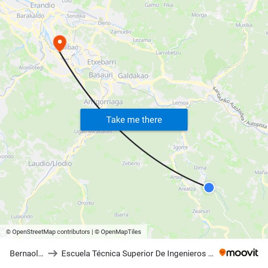 Bernaola (4072) to Escuela Técnica Superior De Ingenieros Industriales De Bilbao - Edificio C map
