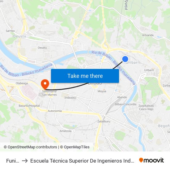 Funicular to Escuela Técnica Superior De Ingenieros Industriales De Bilbao - Edificio C map