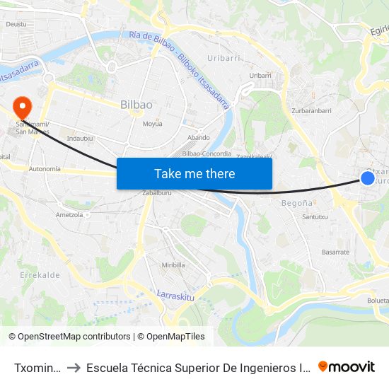 Txomin Garat 9 to Escuela Técnica Superior De Ingenieros Industriales De Bilbao - Edificio C map