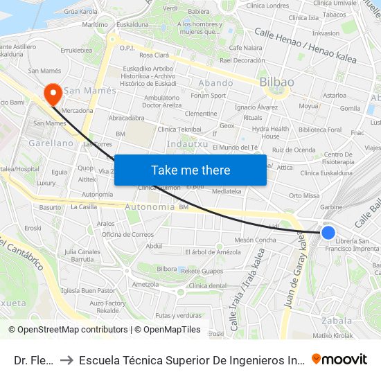 Dr. Fleming 1 to Escuela Técnica Superior De Ingenieros Industriales De Bilbao - Edificio C map