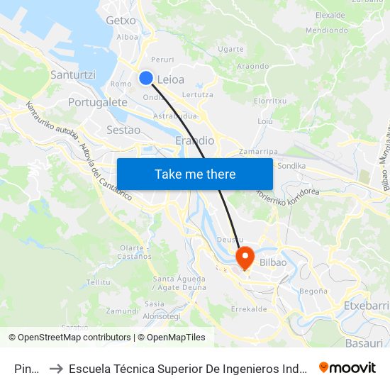 Pinosolo to Escuela Técnica Superior De Ingenieros Industriales De Bilbao - Edificio C map