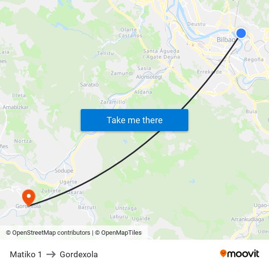 Matiko 1 to Gordexola map