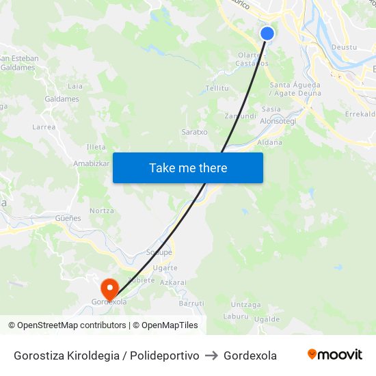 Gorostiza Kiroldegia / Polideportivo to Gordexola map