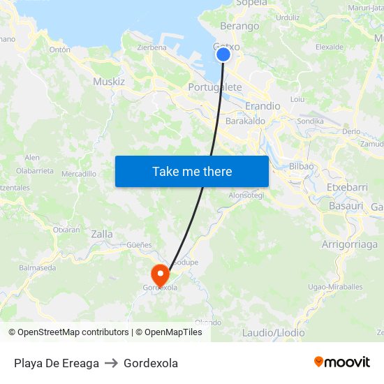 Playa De Ereaga to Gordexola map