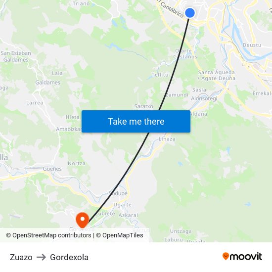 Zuazo to Gordexola map