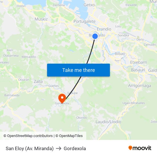 San Eloy (Av. Miranda) to Gordexola map