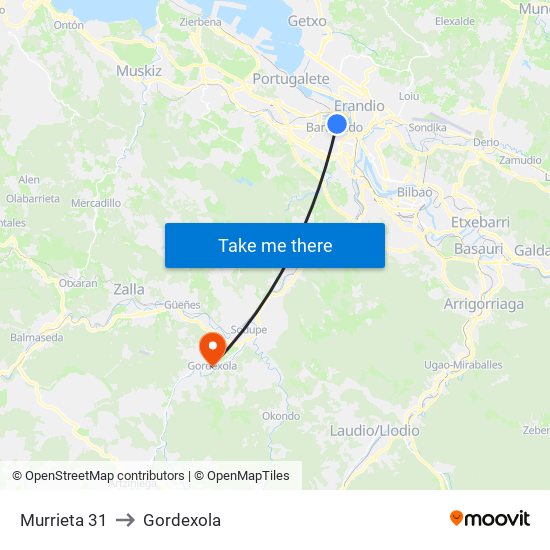 Murrieta 31 to Gordexola map