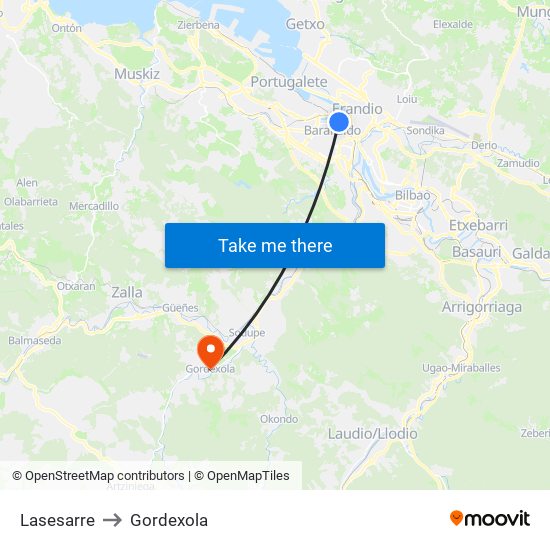 Lasesarre to Gordexola map