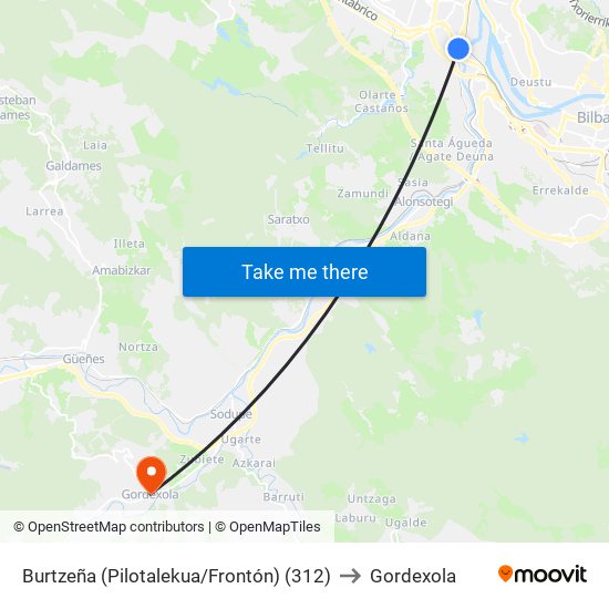 Burtzeña (Pilotalekua/Frontón) (312) to Gordexola map