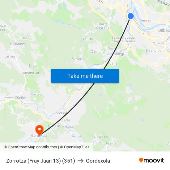 Zorrotza (Fray Juan 13) (351) to Gordexola map