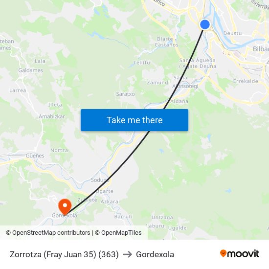 Zorrotza (Fray Juan 35) (363) to Gordexola map