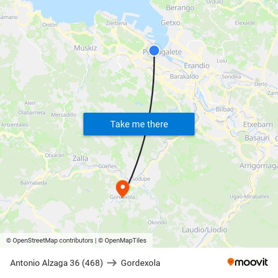 Antonio Alzaga 36 (468) to Gordexola map