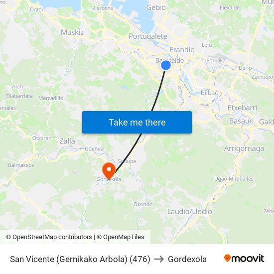 San Vicente (Gernikako Arbola) (476) to Gordexola map