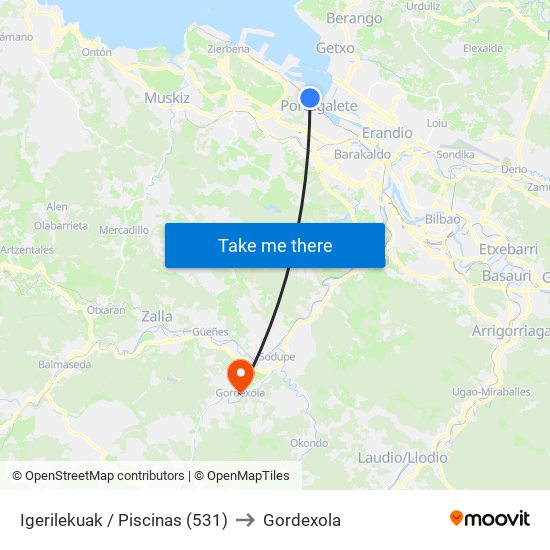 Igerilekuak / Piscinas (531) to Gordexola map