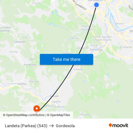 Landeta (Parkea) (543) to Gordexola map