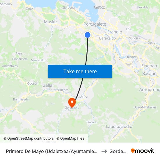 Primero De Mayo (Udaletxea/Ayuntamiento) (679) to Gordexola map