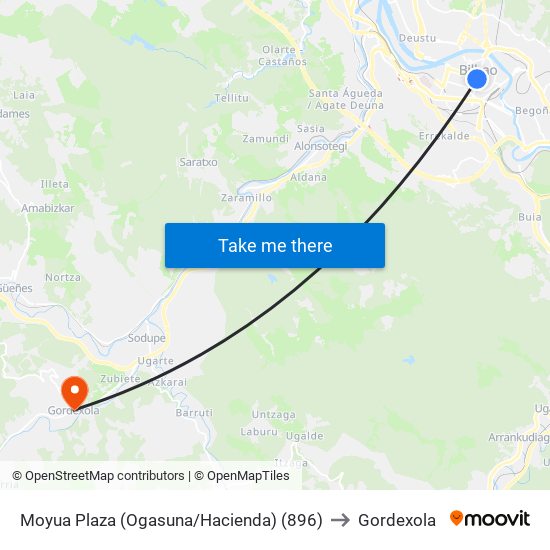 Moyua Plaza (Ogasuna/Hacienda) (896) to Gordexola map