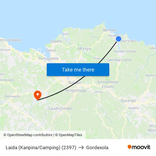 Laida (Kanpina/Camping) (2397) to Gordexola map