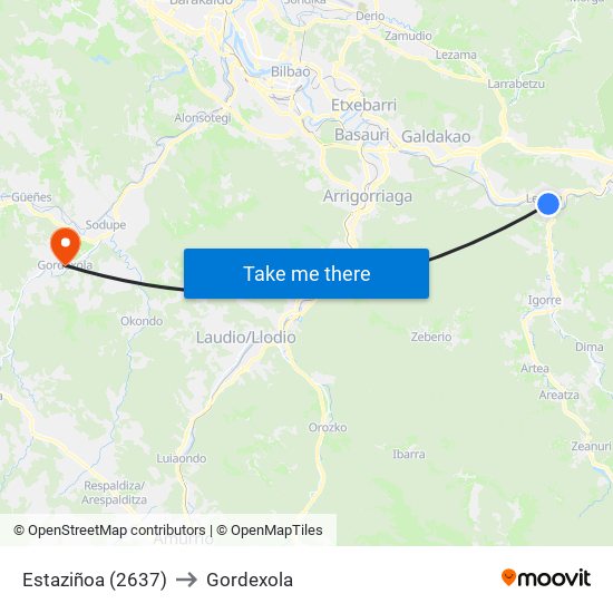 Estaziñoa (2637) to Gordexola map