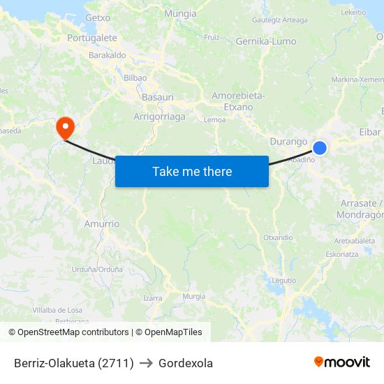 Berriz-Olakueta (2711) to Gordexola map
